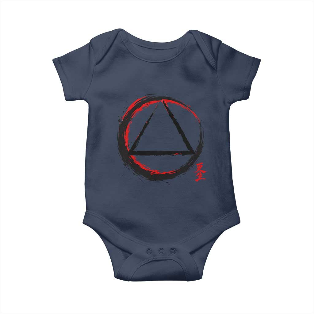 AA Sober Logo Symbol Serenity Recovery Baby Onesie Japanese Brushstroke Circle TS11 Navy Print Your Wear