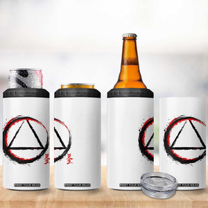 AA Sober Logo Symbol Serenity Recovery 4 in 1 Can Cooler Tumbler Japanese Brushstroke Circle TS11 Print Your Wear