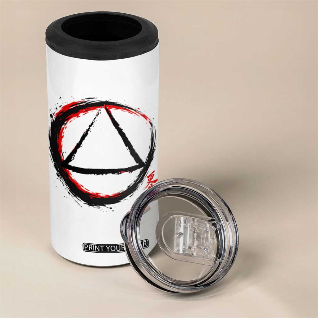 AA Sober Logo Symbol Serenity Recovery 4 in 1 Can Cooler Tumbler Japanese Brushstroke Circle TS11 Print Your Wear