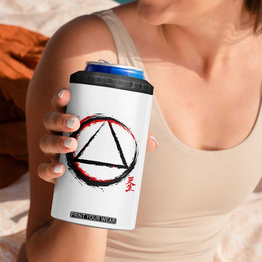 AA Sober Logo Symbol Serenity Recovery 4 in 1 Can Cooler Tumbler Japanese Brushstroke Circle TS11 Print Your Wear