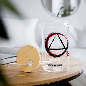 AA Sober Logo Symbol Serenity Recovery Glass Can Japanese Brushstroke Circle TS11 Print Your Wear
