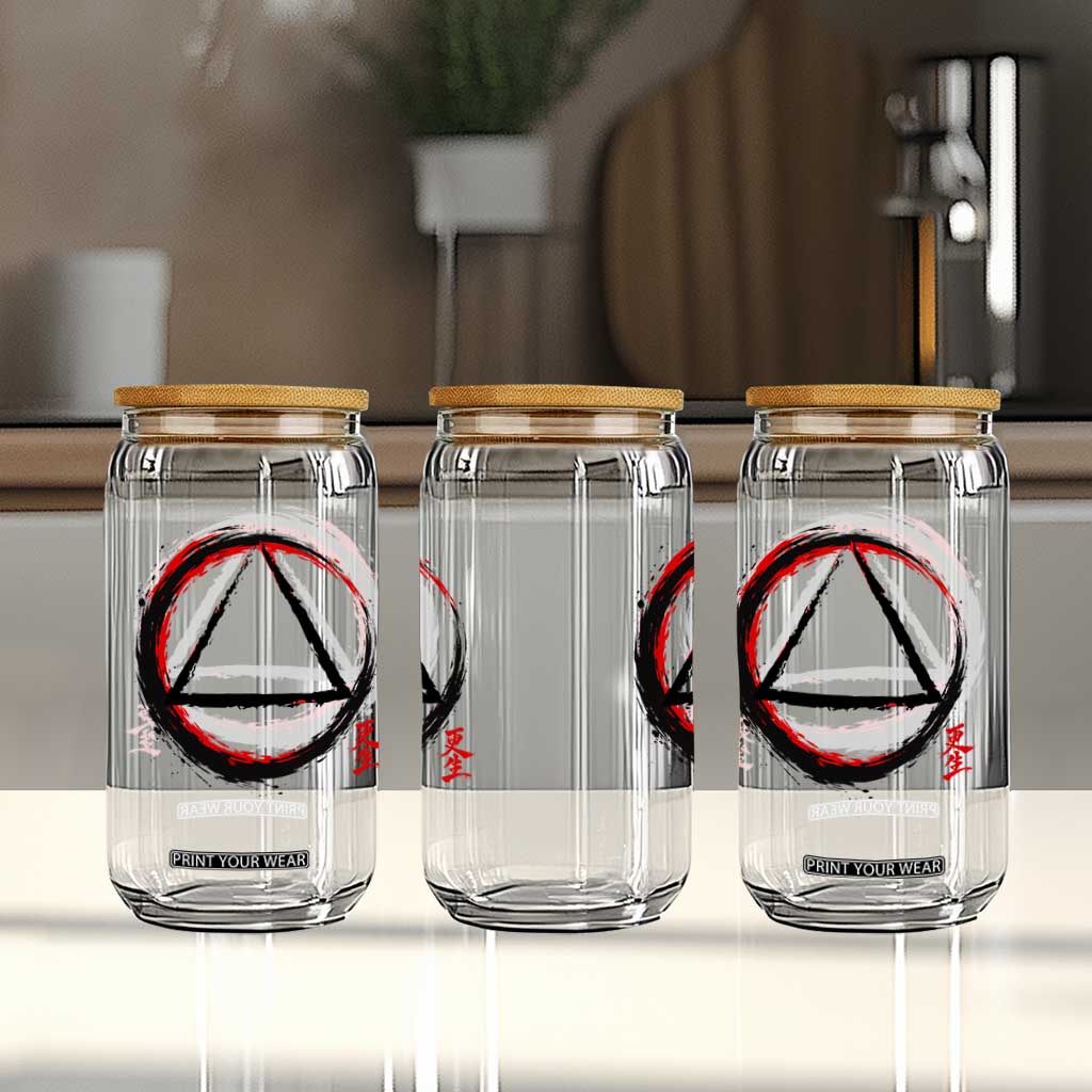 AA Sober Logo Symbol Serenity Recovery Glass Can Japanese Brushstroke Circle TS11 Print Your Wear