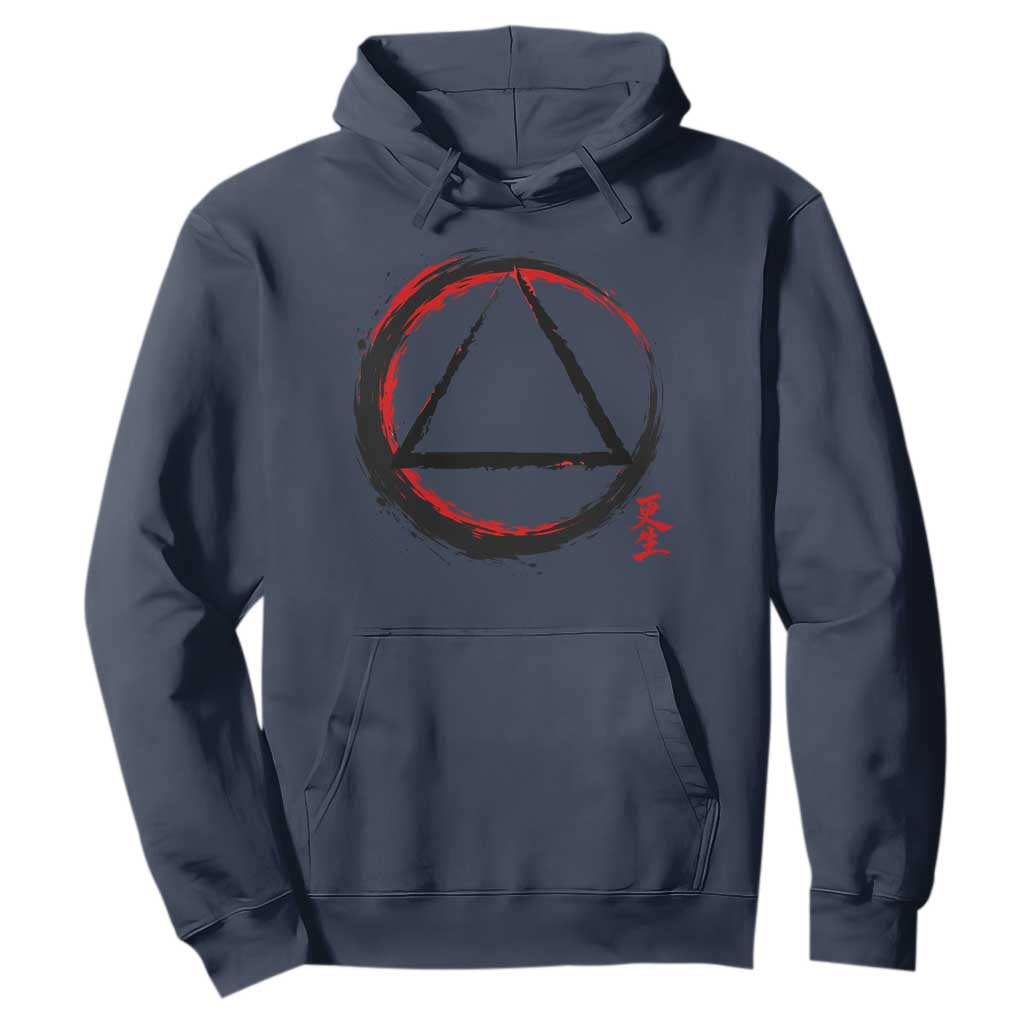 AA Sober Logo Symbol Serenity Recovery Hoodie Japanese Brushstroke Circle TS11 Navy Print Your Wear