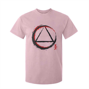 AA Sober Logo Symbol Serenity Recovery T Shirt For Kid Japanese Brushstroke Circle TS11 Light Pink Print Your Wear