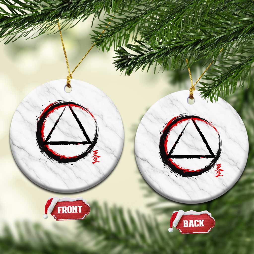 AA Sober Logo Symbol Serenity Recovery Ceramic Ornament Japanese Brushstroke Circle TS11 1pc White Marble Print Your Wear