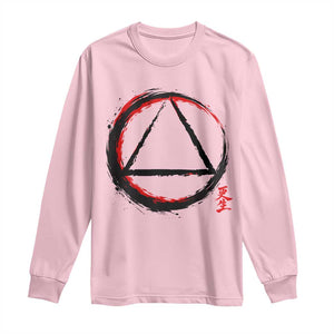 AA Sober Logo Symbol Serenity Recovery Long Sleeve Shirt Japanese Brushstroke Circle TS11 Light Pink Print Your Wear
