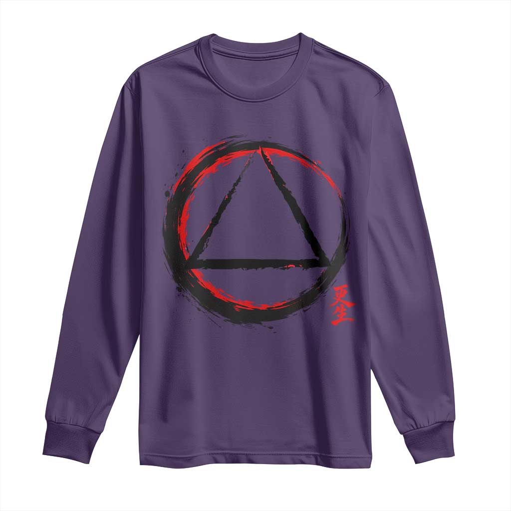 AA Sober Logo Symbol Serenity Recovery Long Sleeve Shirt Japanese Brushstroke Circle TS11 Purple Print Your Wear