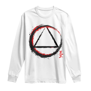 AA Sober Logo Symbol Serenity Recovery Long Sleeve Shirt Japanese Brushstroke Circle TS11 White Print Your Wear