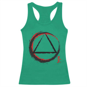 AA Sober Logo Symbol Serenity Recovery Racerback Tank Top Japanese Brushstroke Circle TS11 Irish Green Print Your Wear