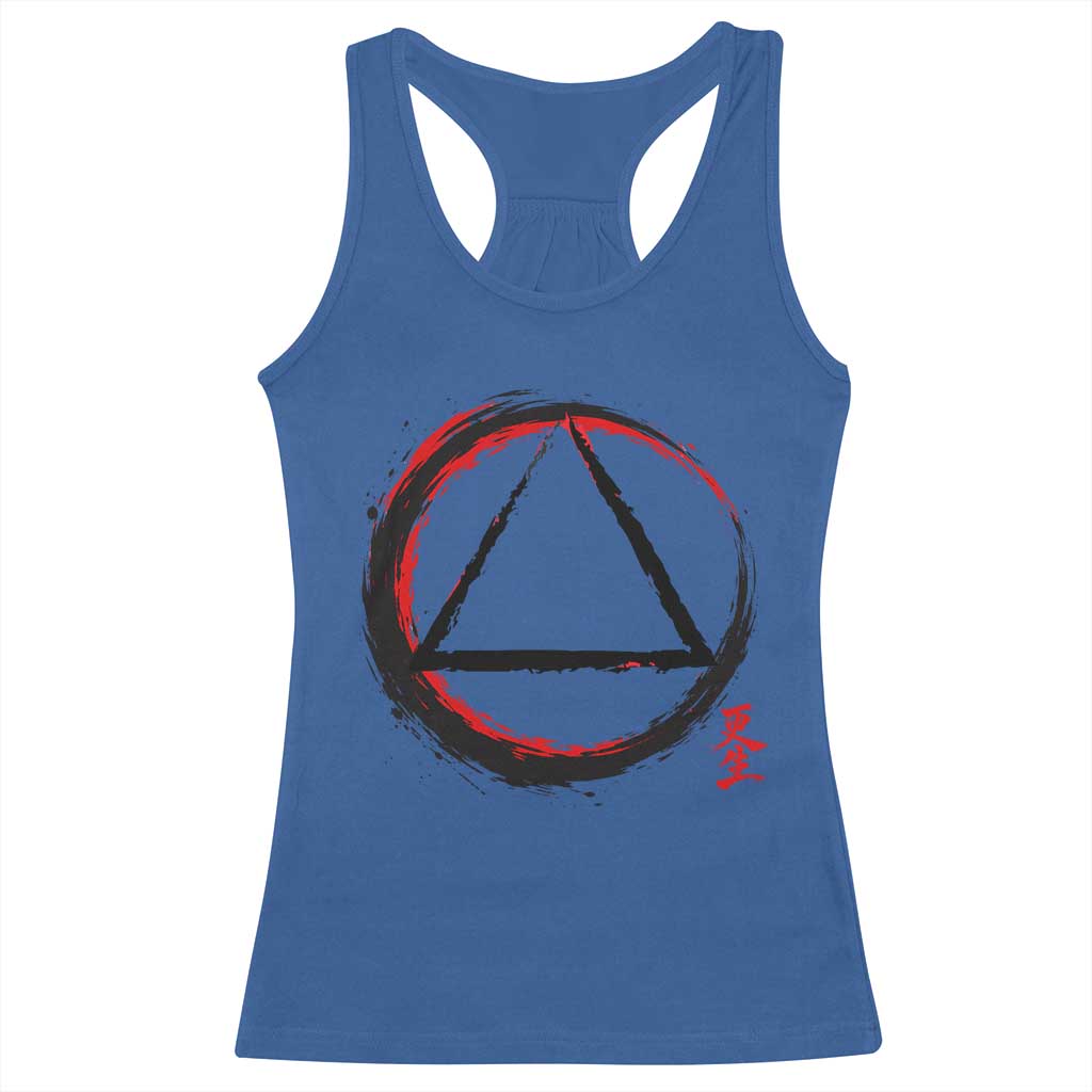 AA Sober Logo Symbol Serenity Recovery Racerback Tank Top Japanese Brushstroke Circle TS11 Royal Blue Print Your Wear
