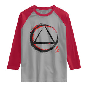 AA Sober Logo Symbol Serenity Recovery Raglan Shirt Japanese Brushstroke Circle TS11 Sport Gray Red Print Your Wear