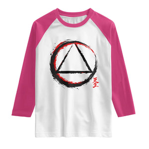 AA Sober Logo Symbol Serenity Recovery Raglan Shirt Japanese Brushstroke Circle TS11 White Heliconia Print Your Wear
