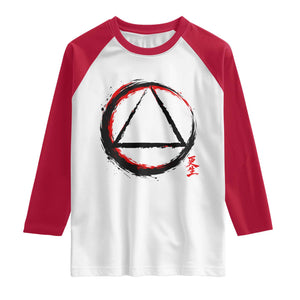 AA Sober Logo Symbol Serenity Recovery Raglan Shirt Japanese Brushstroke Circle TS11 White Red Print Your Wear