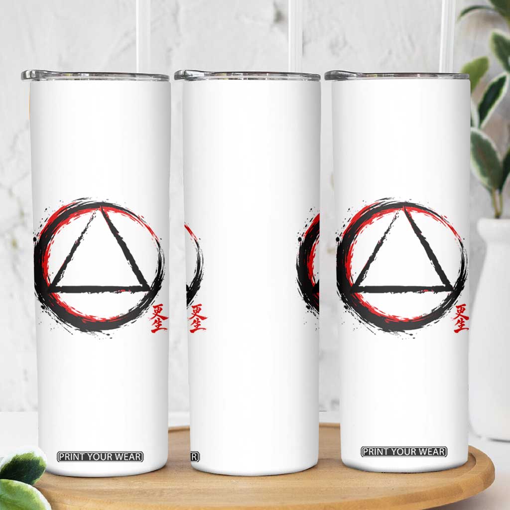 AA Sober Logo Symbol Serenity Recovery Skinny Tumbler Japanese Brushstroke Circle TS11 Print Your Wear