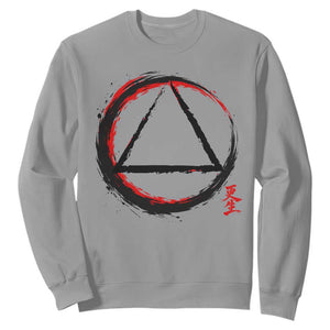 AA Sober Logo Symbol Serenity Recovery Sweatshirt Japanese Brushstroke Circle TS11 Sport Gray Print Your Wear