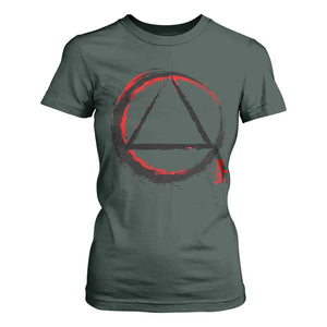 AA Sober Logo Symbol Serenity Recovery T Shirt For Women Japanese Brushstroke Circle TS11 Dark Forest Green Print Your Wear