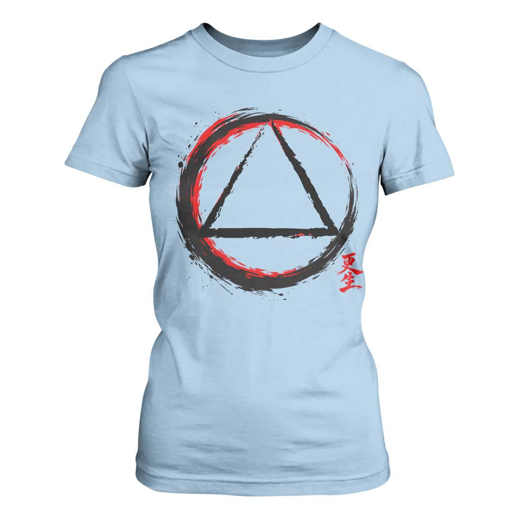 AA Sober Logo Symbol Serenity Recovery T Shirt For Women Japanese Brushstroke Circle TS11 Light Blue Print Your Wear