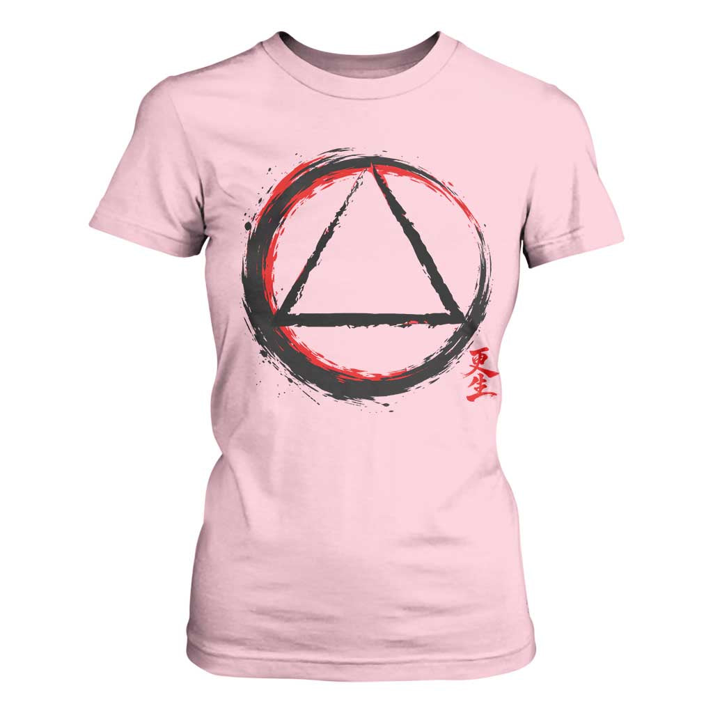 AA Sober Logo Symbol Serenity Recovery T Shirt For Women Japanese Brushstroke Circle TS11 Light Pink Print Your Wear