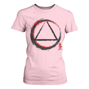 AA Sober Logo Symbol Serenity Recovery T Shirt For Women Japanese Brushstroke Circle TS11 Light Pink Print Your Wear