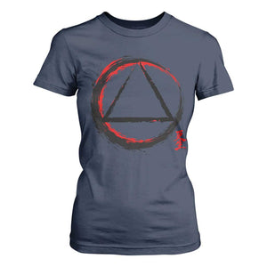 AA Sober Logo Symbol Serenity Recovery T Shirt For Women Japanese Brushstroke Circle TS11 Navy Print Your Wear