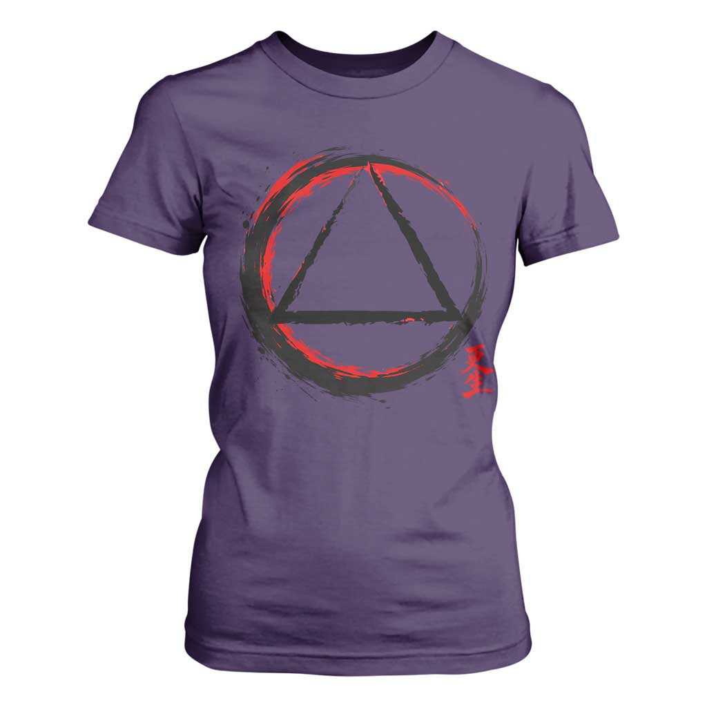 AA Sober Logo Symbol Serenity Recovery T Shirt For Women Japanese Brushstroke Circle TS11 Purple Print Your Wear