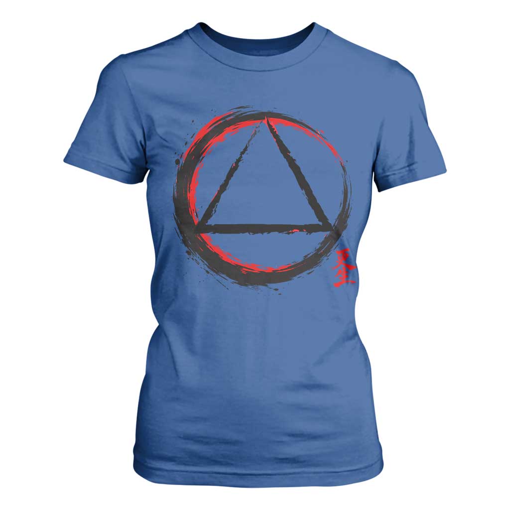 AA Sober Logo Symbol Serenity Recovery T Shirt For Women Japanese Brushstroke Circle TS11 Royal Blue Print Your Wear