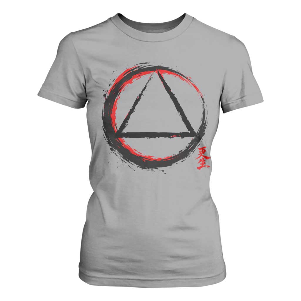 AA Sober Logo Symbol Serenity Recovery T Shirt For Women Japanese Brushstroke Circle TS11 Sport Gray Print Your Wear