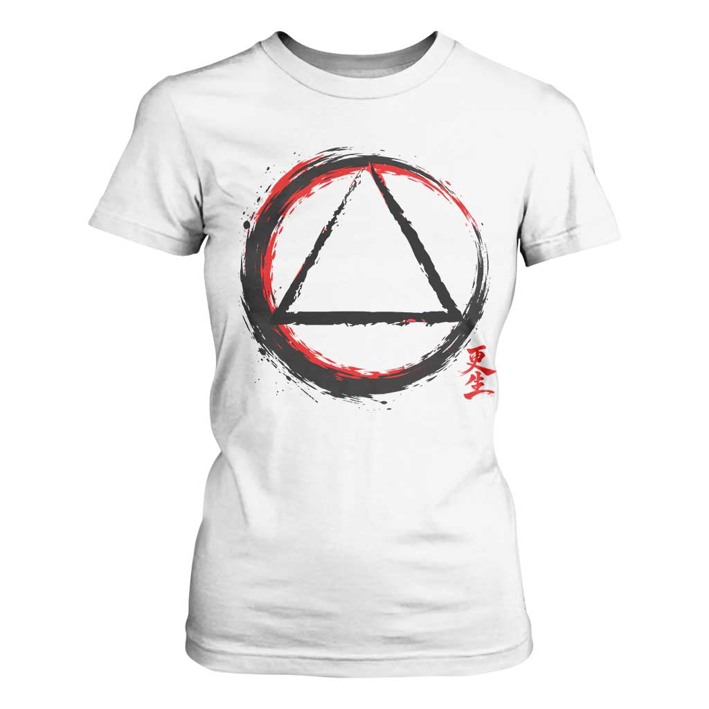 AA Sober Logo Symbol Serenity Recovery T Shirt For Women Japanese Brushstroke Circle TS11 White Print Your Wear