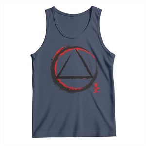 AA Sober Logo Symbol Serenity Recovery Tank Top Japanese Brushstroke Circle TS11 Navy Print Your Wear