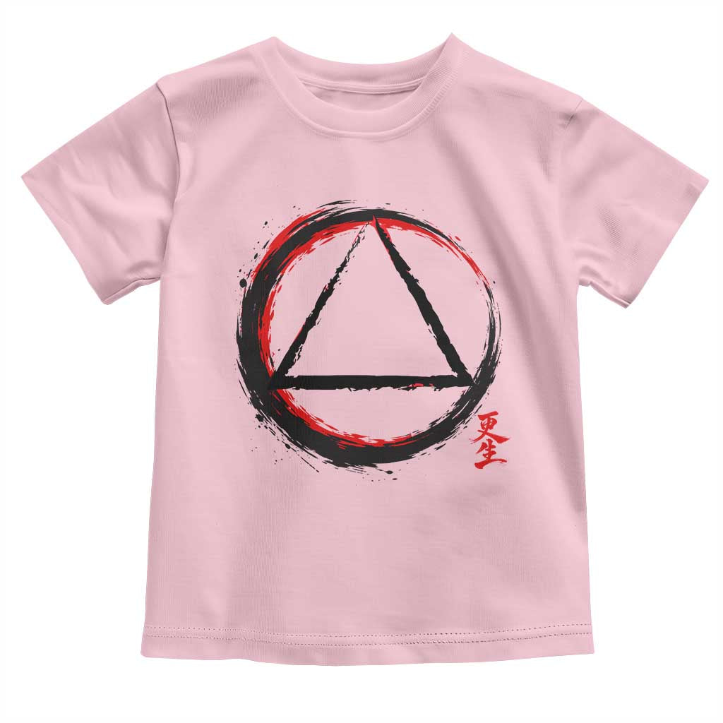 AA Sober Logo Symbol Serenity Recovery Toddler T Shirt Japanese Brushstroke Circle TS11 Light Pink Print Your Wear