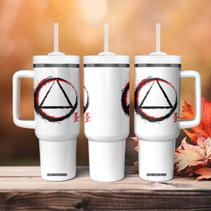 AA Sober Logo Symbol Serenity Recovery Tumbler With Handle Japanese Brushstroke Circle TS11 Print Your Wear