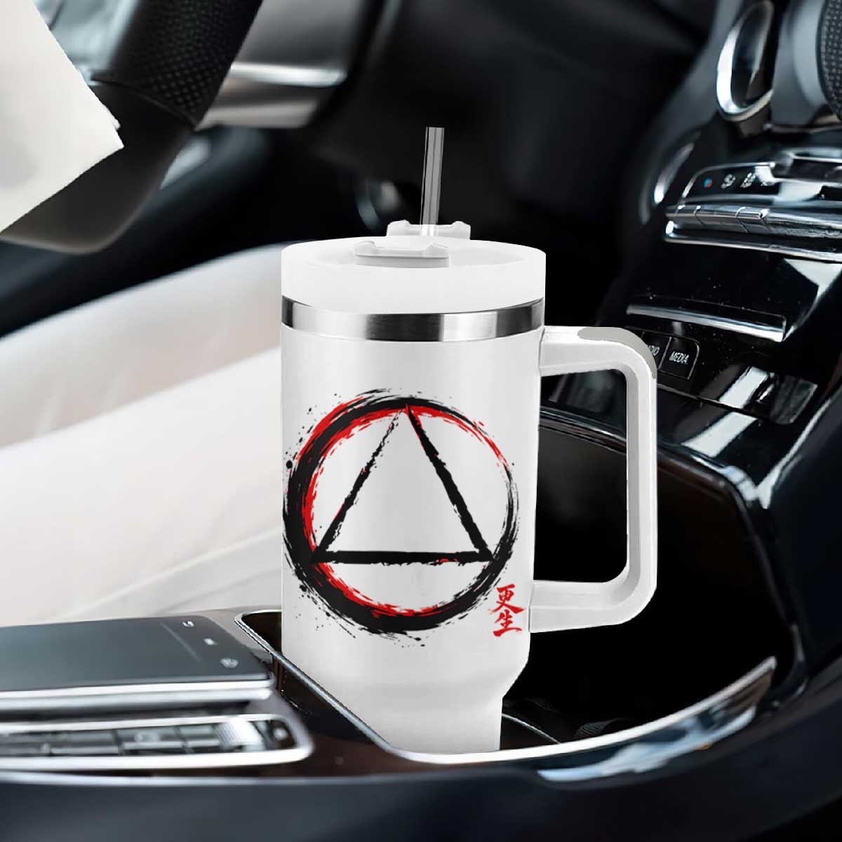 AA Sober Logo Symbol Serenity Recovery Tumbler With Handle Japanese Brushstroke Circle TS11 Print Your Wear