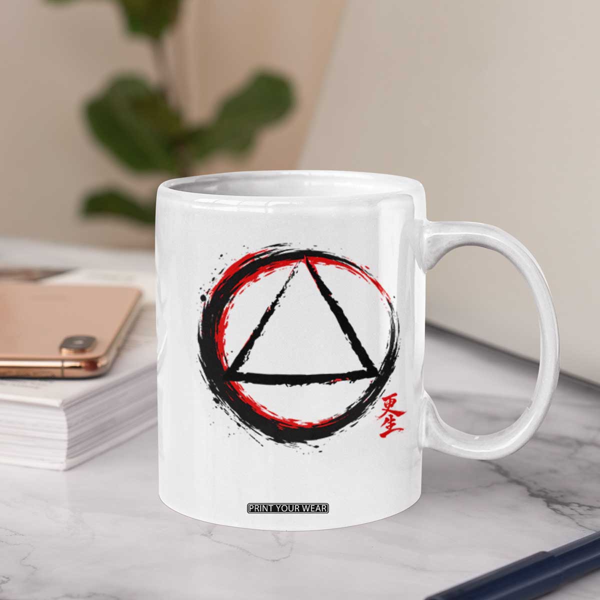 AA Sober Logo Symbol Serenity Recovery Coffee Mug Japanese Brushstroke Circle TS11 Print Your Wear