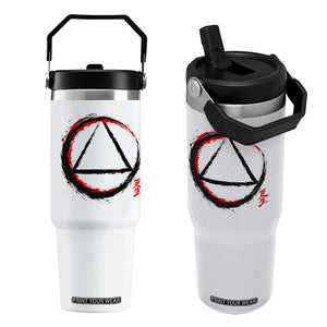 AA Sober Logo Symbol Serenity Recovery Flip Straw Tumbler Japanese Brushstroke Circle TS11 One Size: 30 oz White Print Your Wear