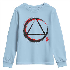 AA Sober Logo Symbol Serenity Recovery Youth Sweatshirt Japanese Brushstroke Circle TS11 Light Blue Print Your Wear