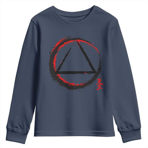 AA Sober Logo Symbol Serenity Recovery Youth Sweatshirt Japanese Brushstroke Circle TS11 Navy Print Your Wear