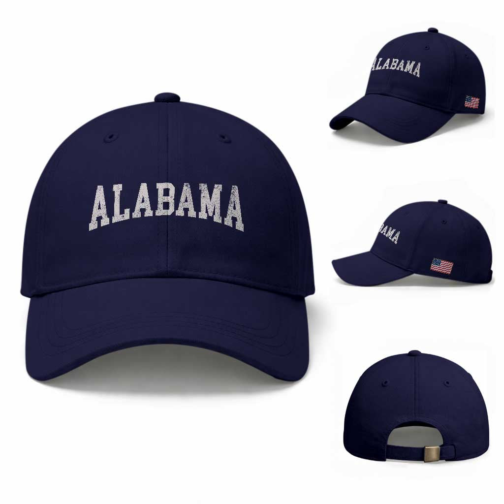 Alabama Fan Baseball Cap Vintage Bold Sport State Letters AL Game Day TS11 Baseball Cap Universal Fit Dark Blue Print Your Wear