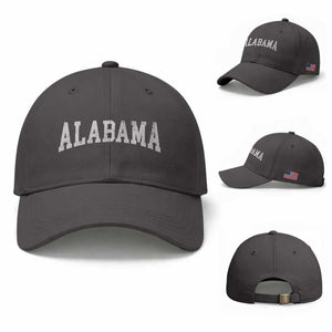 Alabama Fan Baseball Cap Vintage Bold Sport State Letters AL Game Day TS11 Baseball Cap Universal Fit Dark Gray Print Your Wear