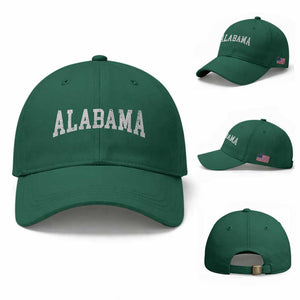 Alabama Fan Baseball Cap Vintage Bold Sport State Letters AL Game Day TS11 Baseball Cap Universal Fit Irish Green Print Your Wear