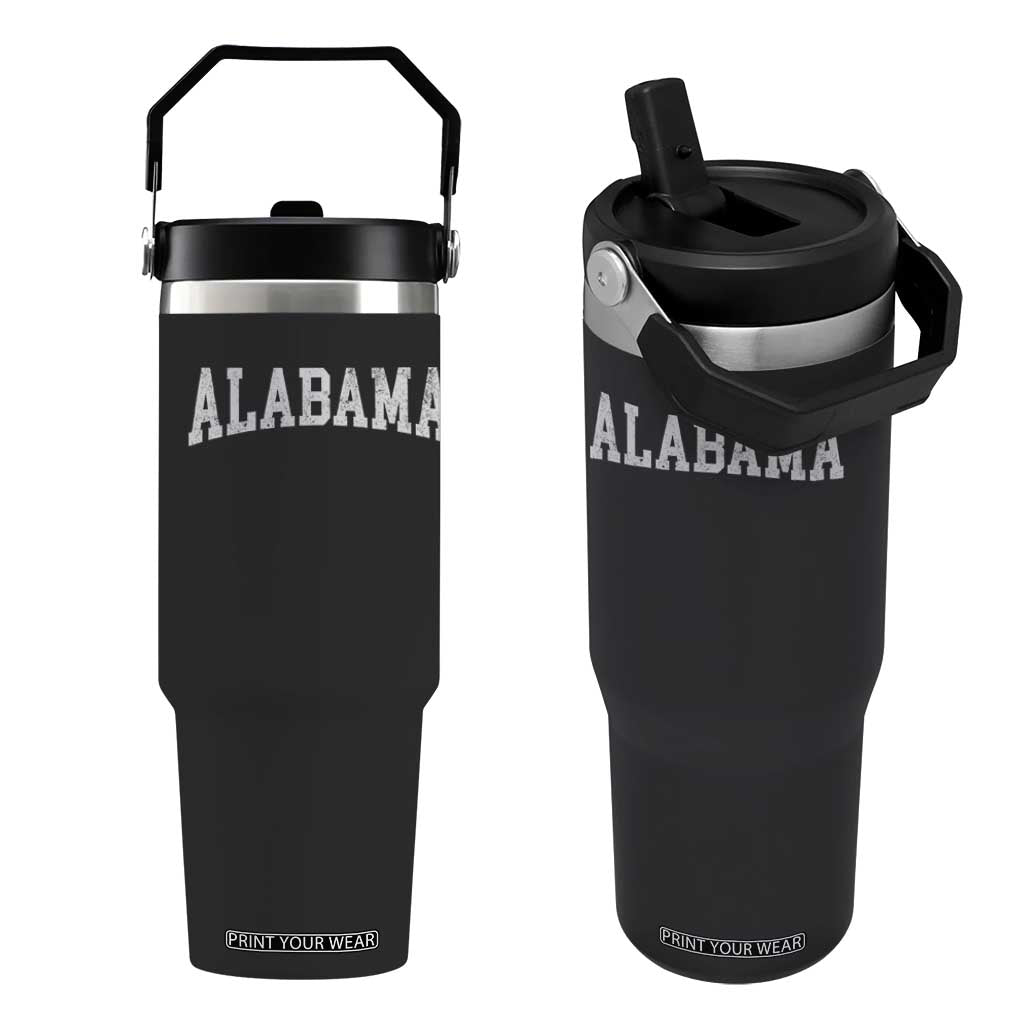 Alabama Fan Flip Straw Tumbler Vintage Bold Sport State Letters AL Game Day TS11 One Size: 30 oz Black Print Your Wear