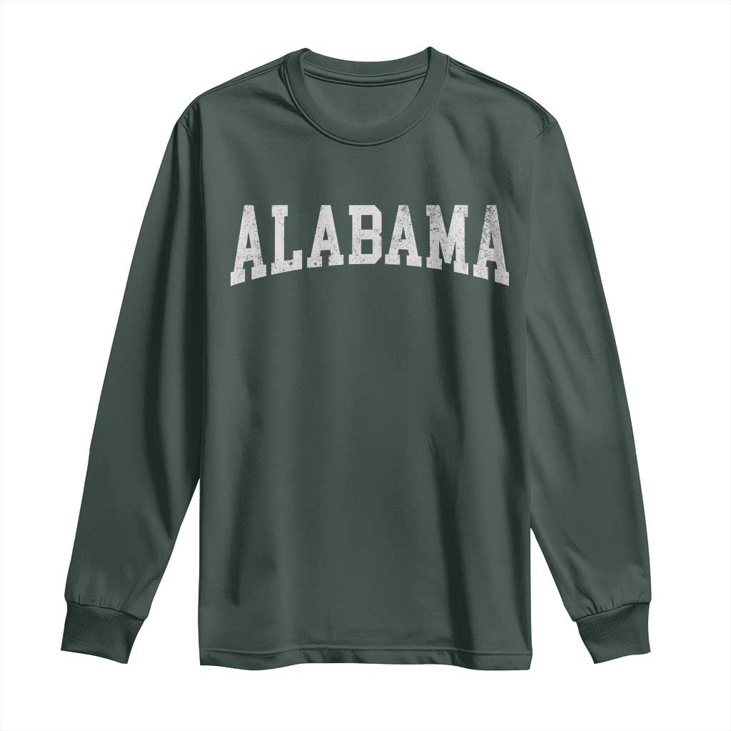 Alabama Fan Long Sleeve Shirt Vintage Bold Sport State Letters AL Game Day TS11 Dark Forest Green Print Your Wear