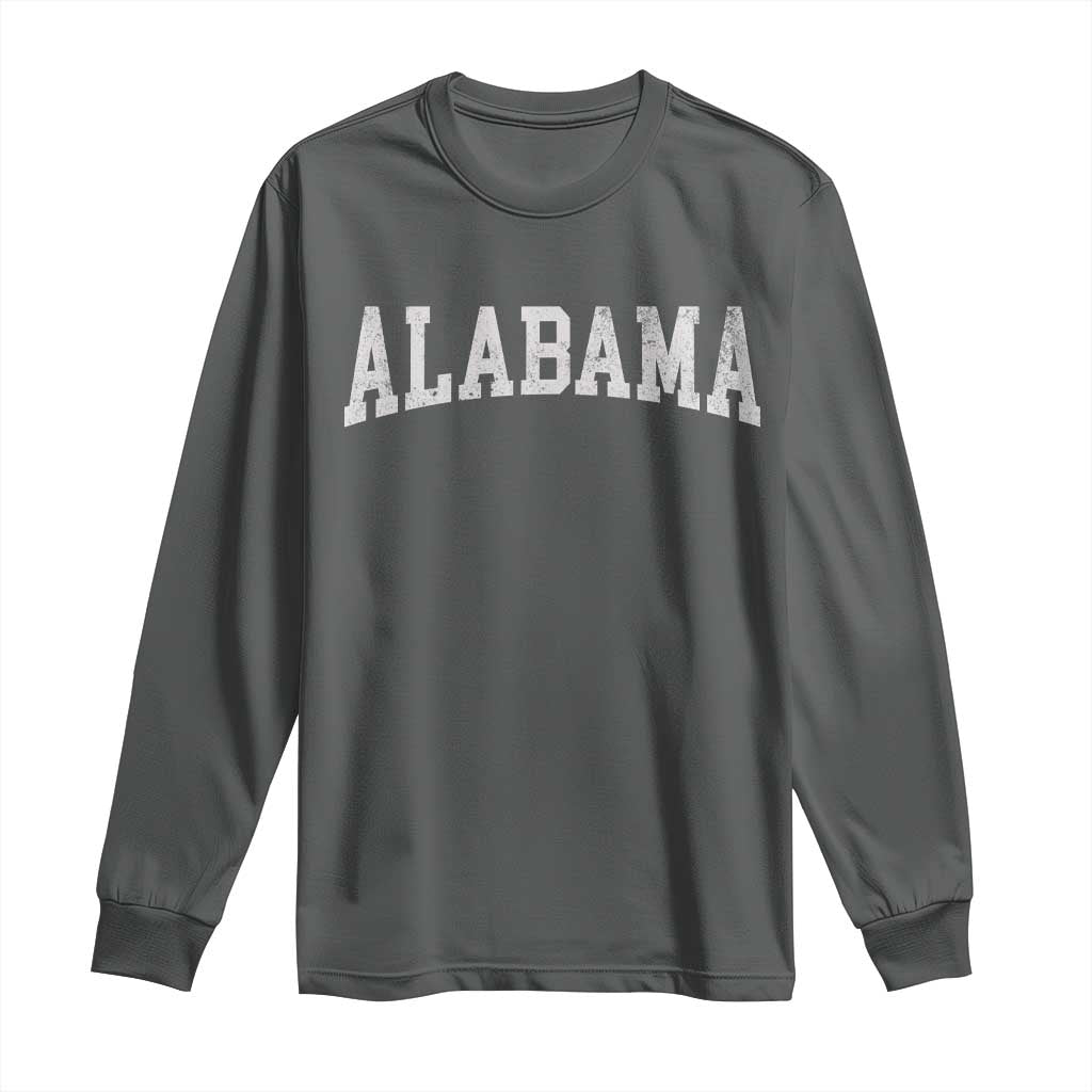 Alabama Fan Long Sleeve Shirt Vintage Bold Sport State Letters AL Game Day TS11 Dark Heather Print Your Wear
