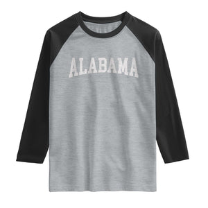 Alabama Fan Raglan Shirt Vintage Bold Sport State Letters AL Game Day TS11 Heather Gray Black Print Your Wear