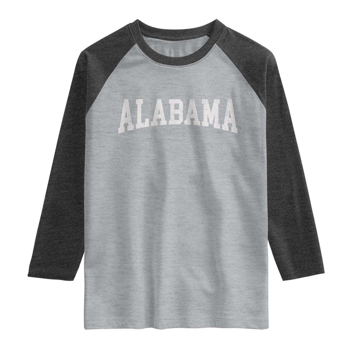 Alabama Fan Raglan Shirt Vintage Bold Sport State Letters AL Game Day TS11 Heather Gray Heather Charcoal Print Your Wear
