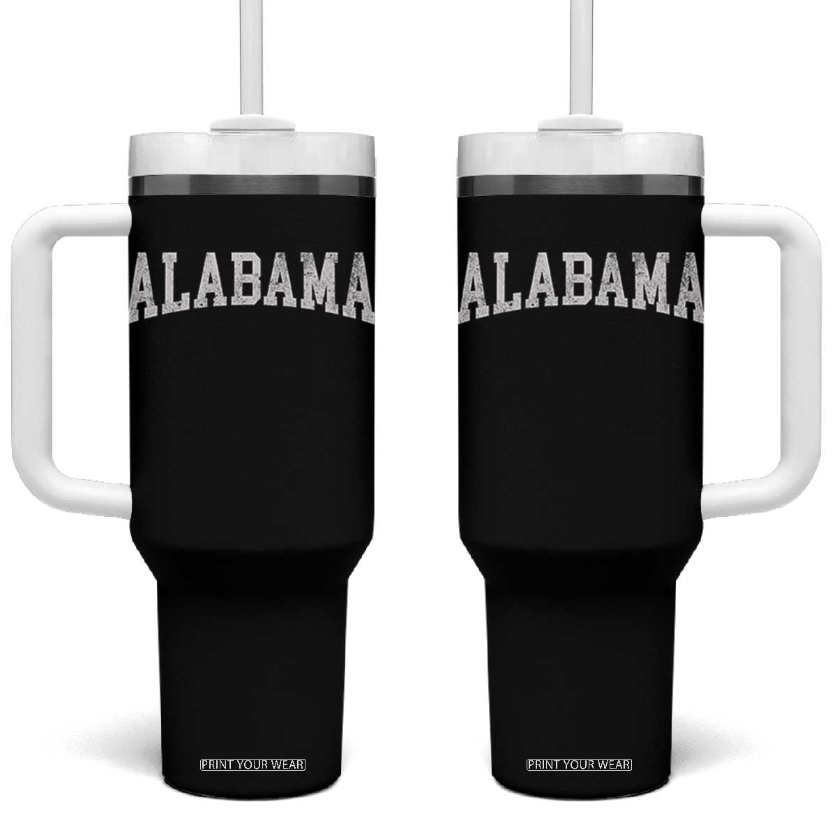 Alabama Fan Tumbler With Handle Vintage Bold Sport State Letters AL Game Day TS11 One Size: 40 oz Black Print Your Wear