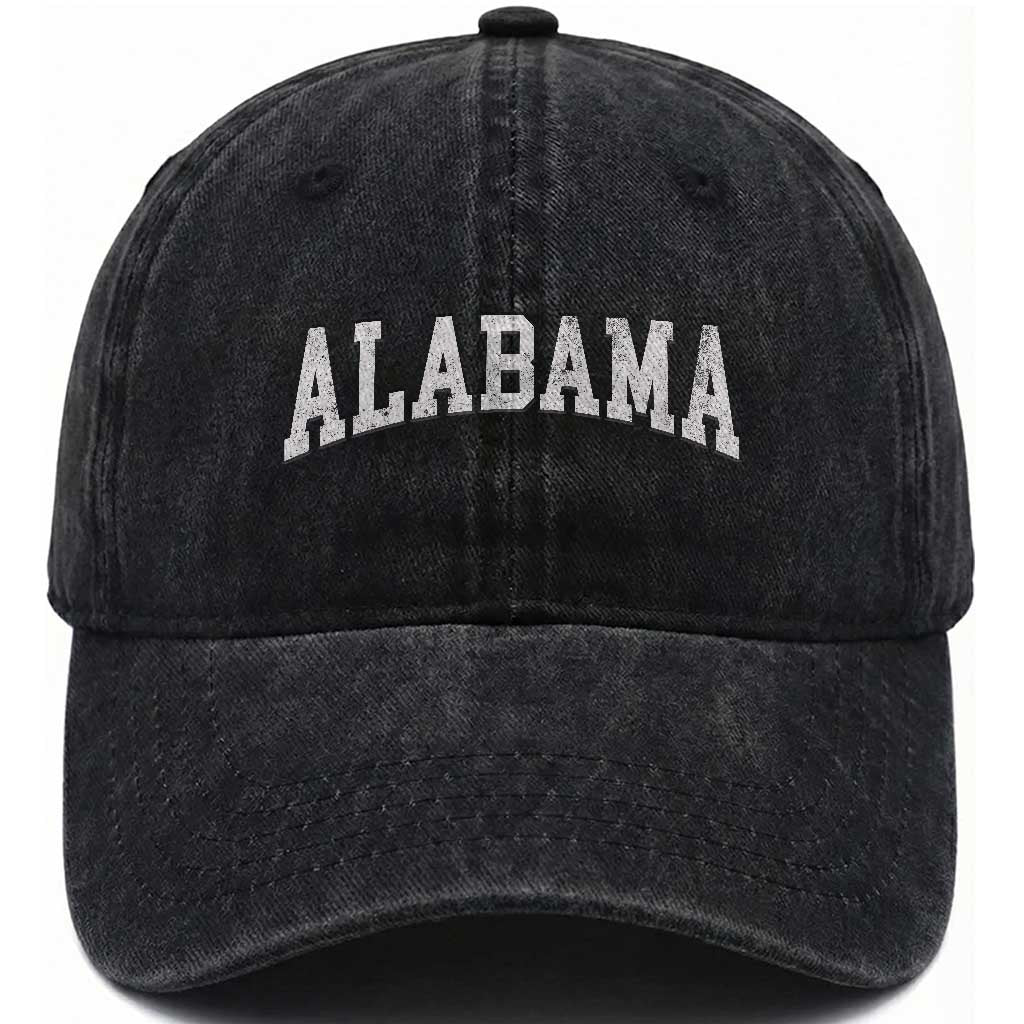 Alabama Fan Washed Cotton Baseball Cap Vintage Bold Sport State Letters AL Game Day TS11 Print Your Wear
