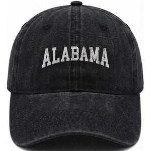 Alabama Fan Washed Cotton Baseball Cap Vintage Bold Sport State Letters AL Game Day TS11 Print Your Wear
