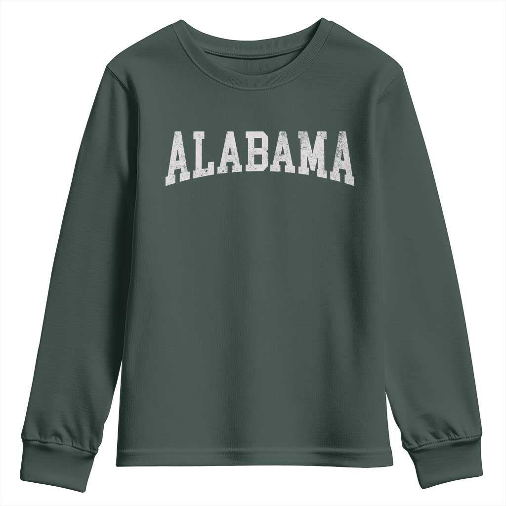 Alabama Fan Youth Sweatshirt Vintage Bold Sport State Letters AL Game Day TS11 Dark Forest Green Print Your Wear