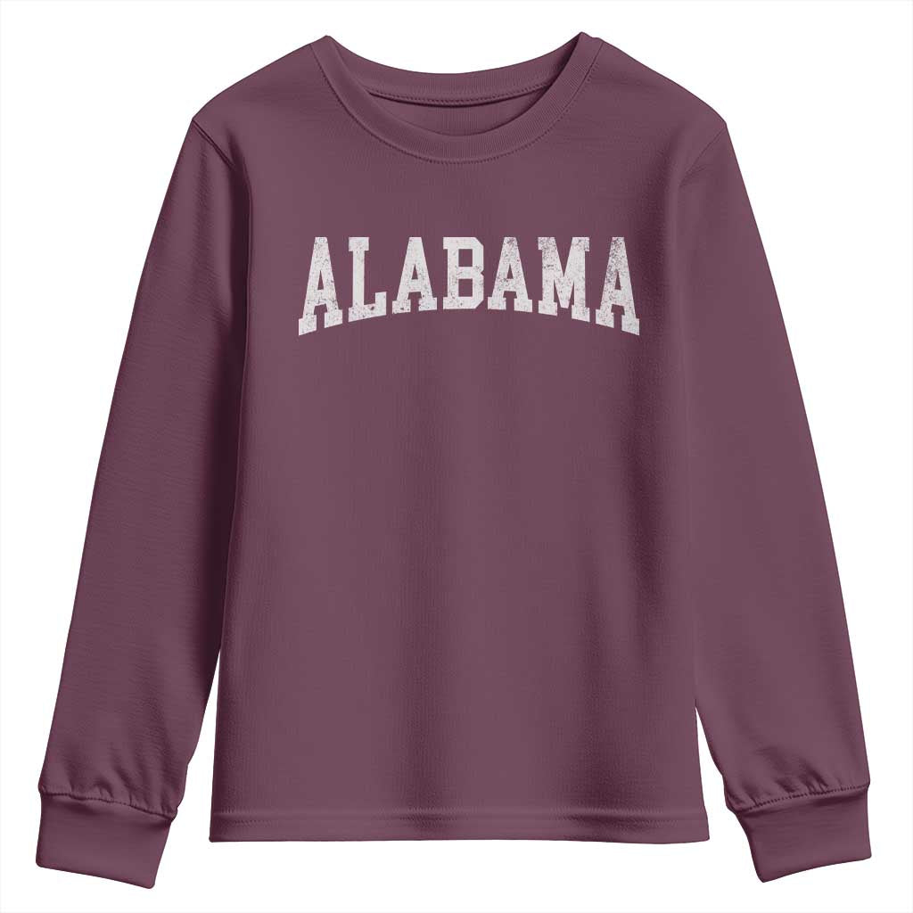 Alabama Fan Youth Sweatshirt Vintage Bold Sport State Letters AL Game Day TS11 Maroon Print Your Wear