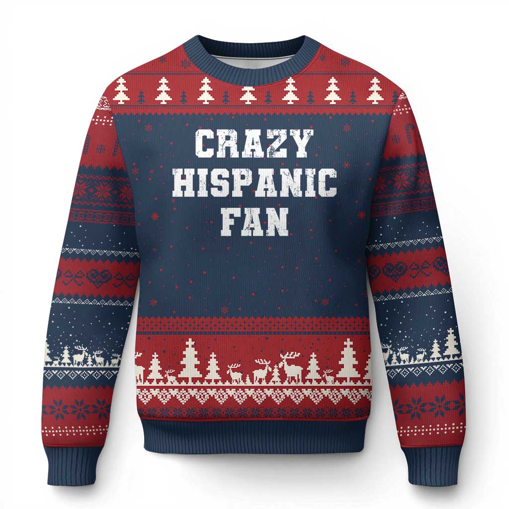 Crazy Hispanic Fan Ugly Christmas Sweater Funny Basketball Latino Pride TS11 Navy Red Print Your Wear